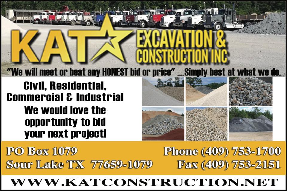 KAT Construction Beaumont, Southeast Texas Pine Ridge Sand, Oil field services Jasper Tx, Oil field services Woodville, Oil field services Warren TX, Oil field services Hillister TX, Oil field services Village Mills TX, Oil field services Big Thicket, Oil field services AGC member, Oil field services AGC of Southeast Texas member, Oil field services AGC SETX member, Oil field services Kountze TX, Oil field services Sour Lake,