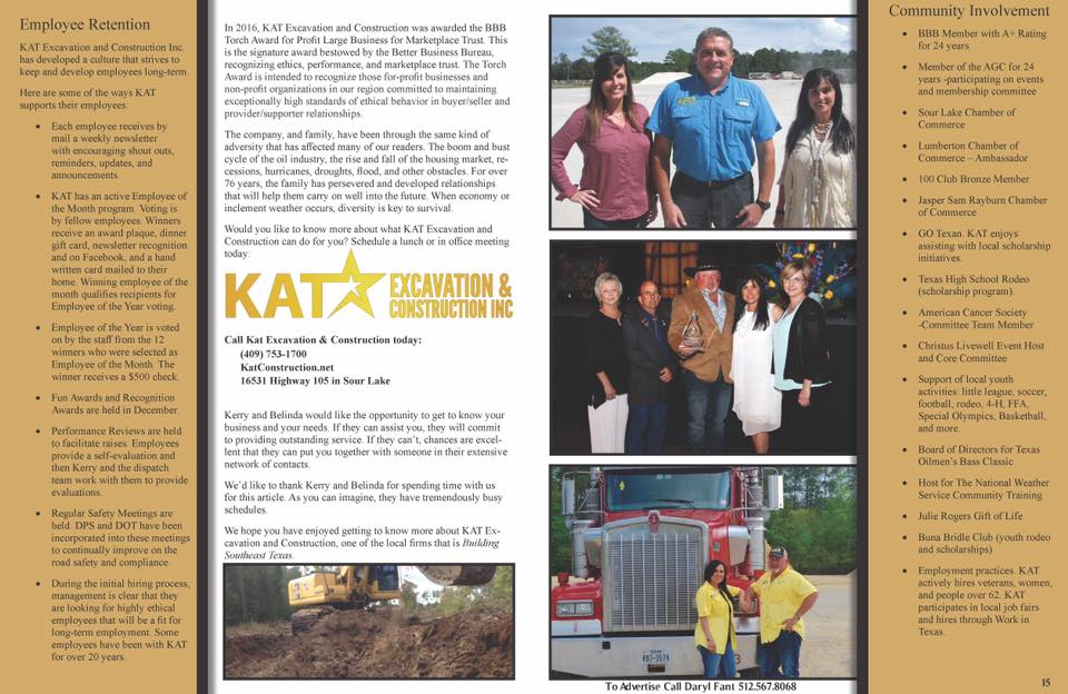 KAt Excavation & Construction, Southeast Texas Commercial Real Estate Magazine, Refined Magazine, oilfield services Beaumont Port Arthur